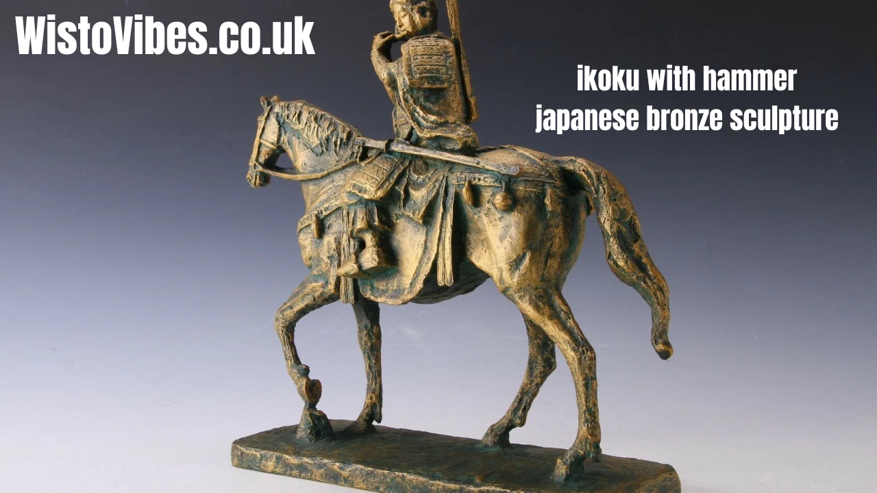 ikoku with hammer japanese bronze sculpture